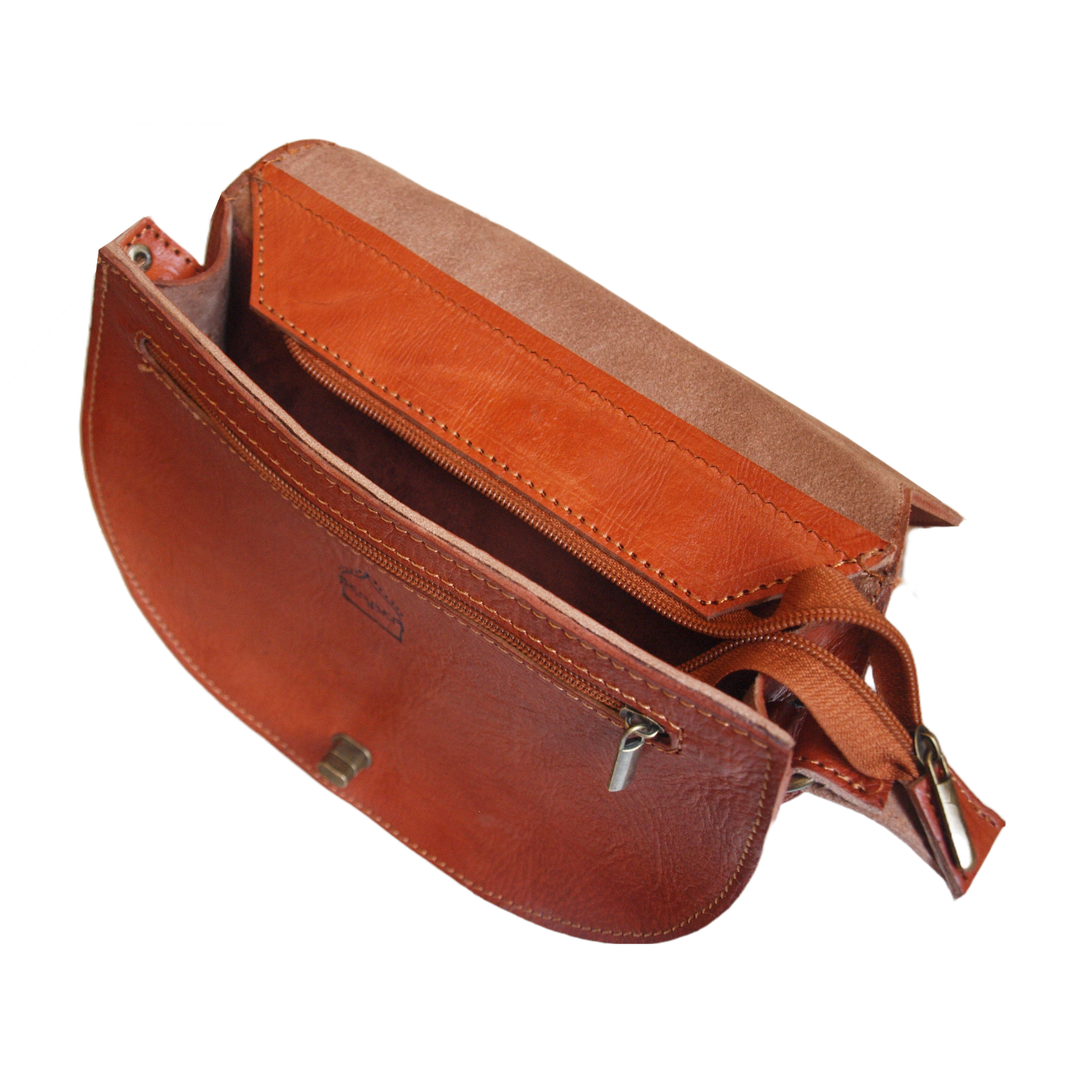 Juniper Embossed Leather Saddle Bag