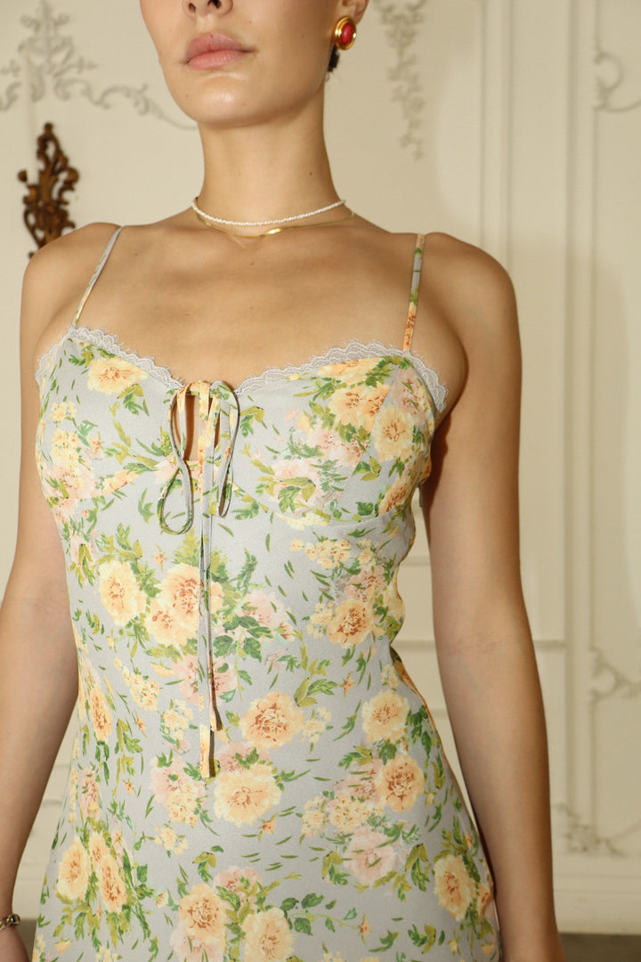 Cyprus Golden Flower Chiffon Dress