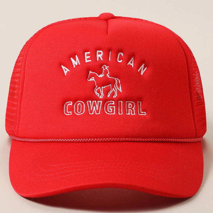 American Cowgirl Embroidered Trucker Hat
