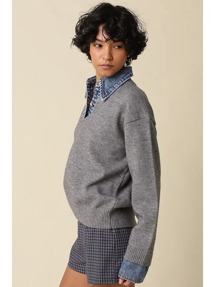 Emely Contrast Knit Sweater