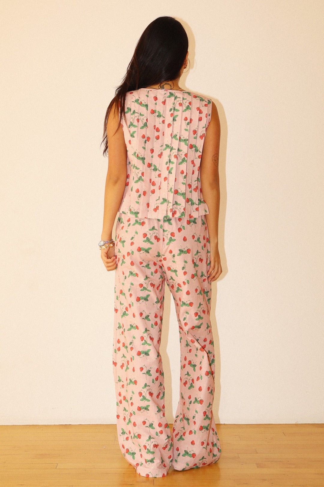 Miranda Tie Front Strawberry Blouse