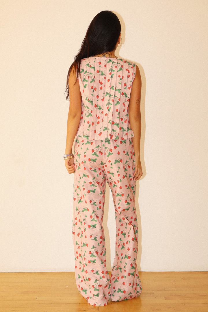 Miranda Tie Front Strawberry Blouse