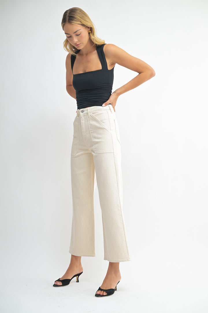 Cargo Pocket Wide Leg Jeans
