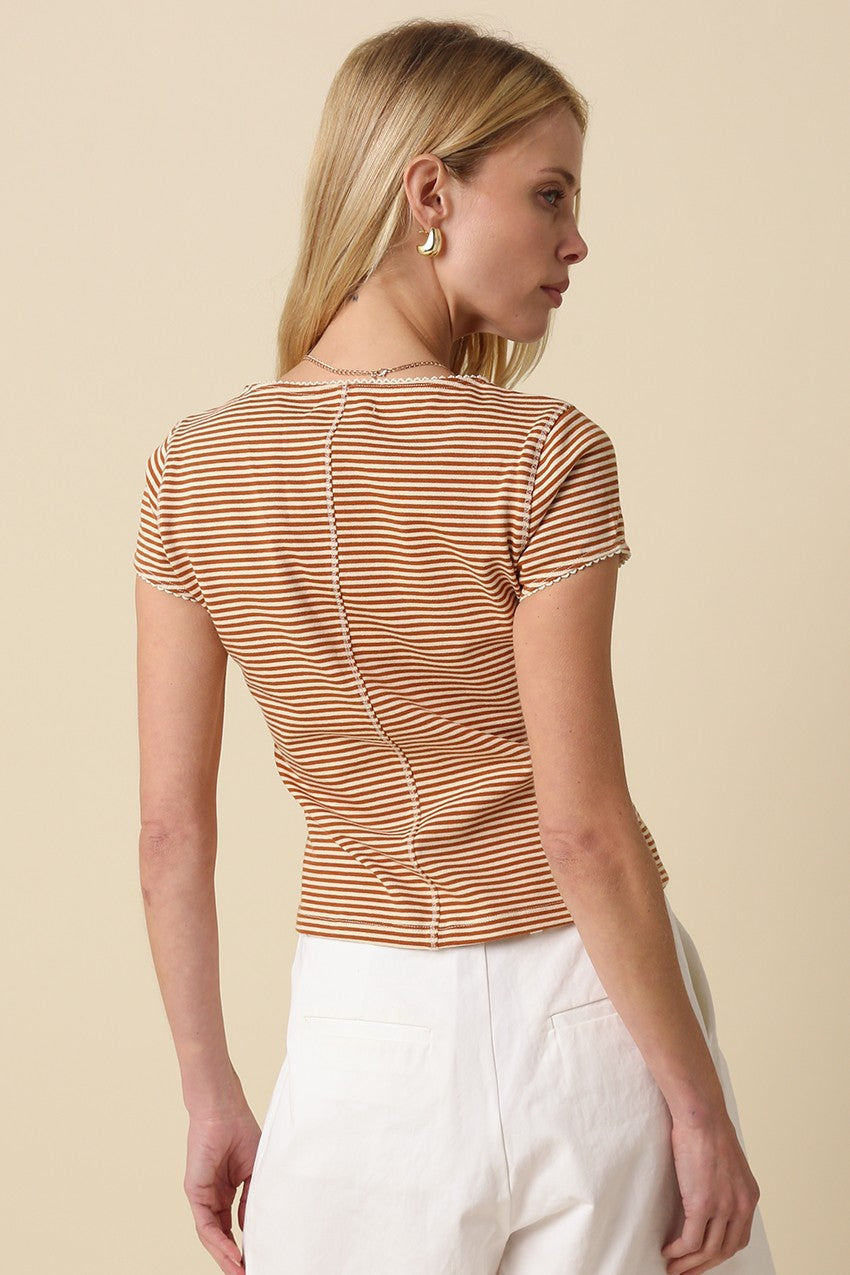 Tahni Striped Button Top