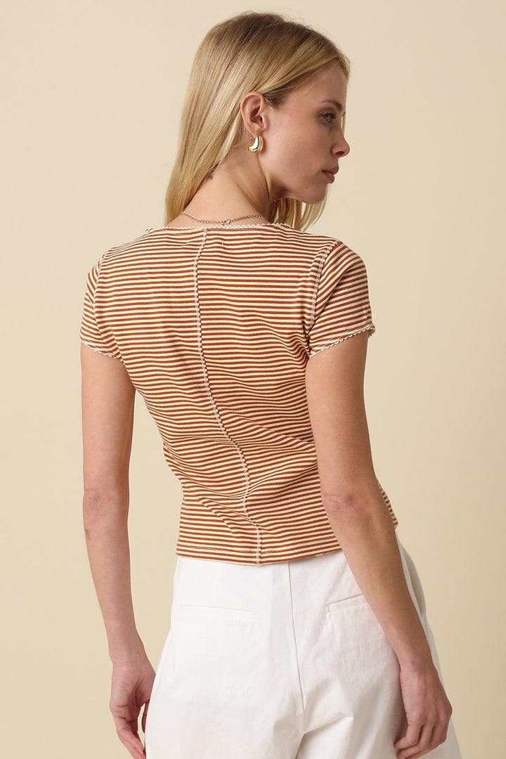 Tahni Striped Button Top