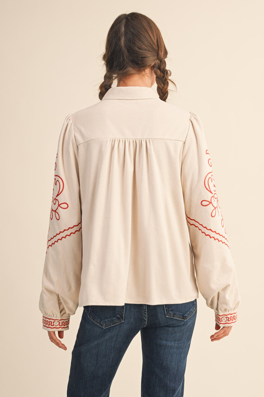 Eleanor Suede Embroidered Top
