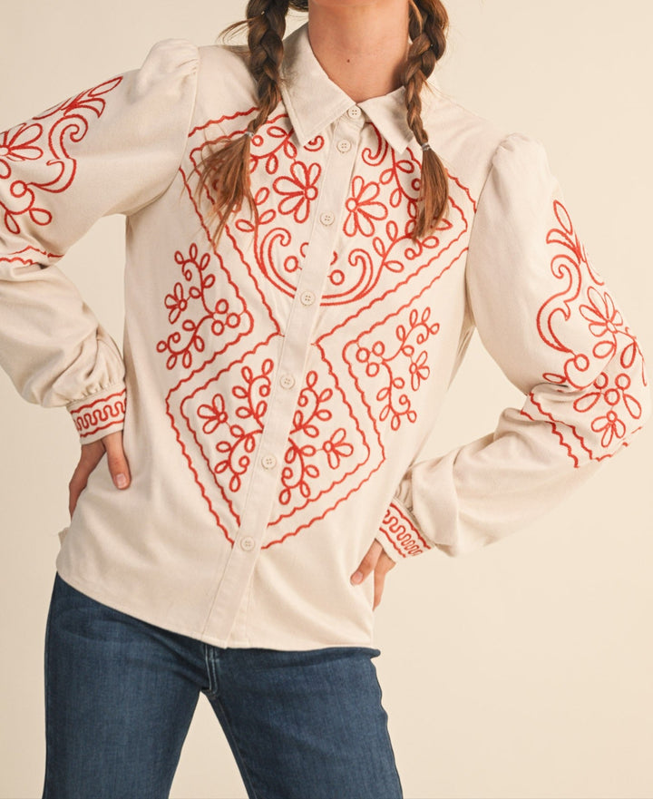 Eleanor Suede Embroidered Top