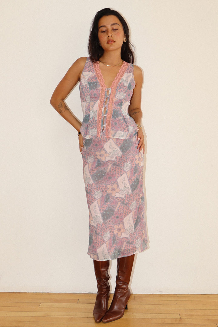 Paisley Patchwork Midi Skirt