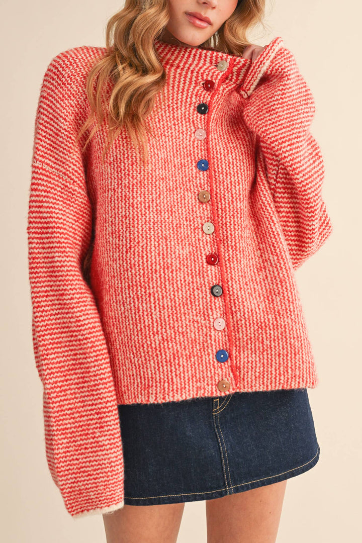 Jodie Striped Colorful Button Cardigan