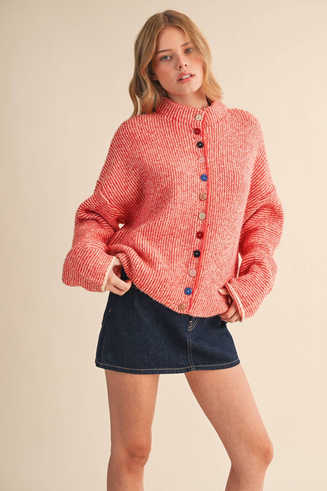 Jodie Striped Colorful Button Cardigan