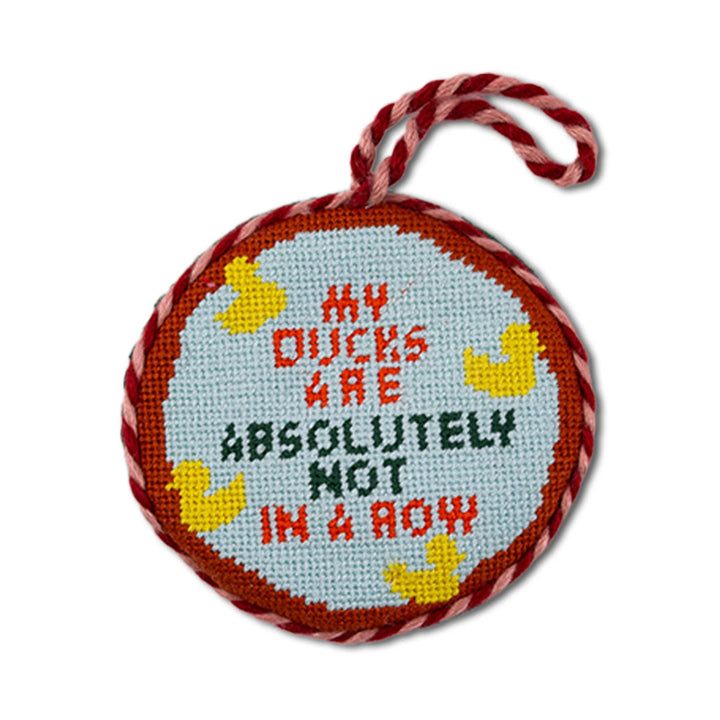 Duck's In A Row Needlepoint Ornament