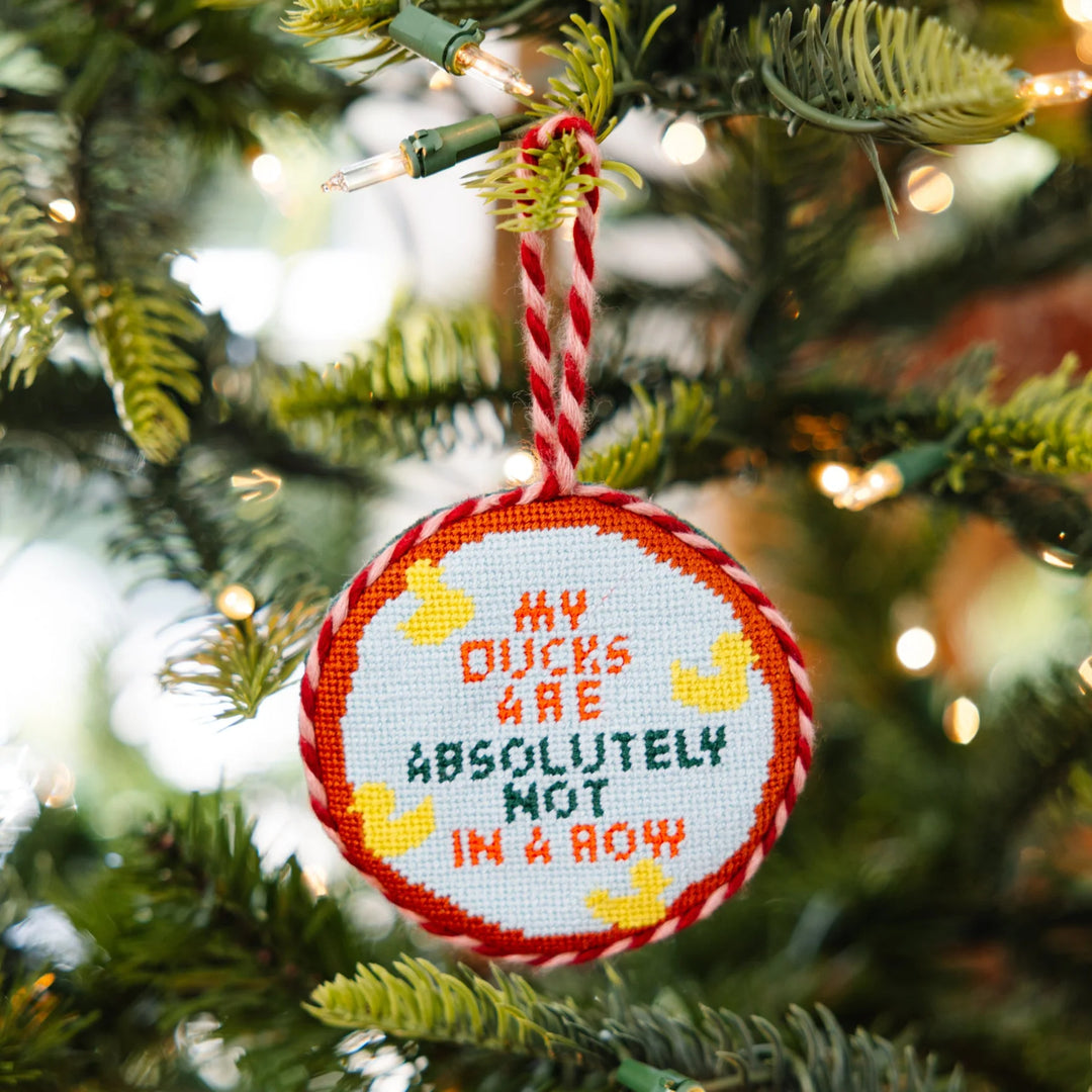 Duck's In A Row Needlepoint Ornament