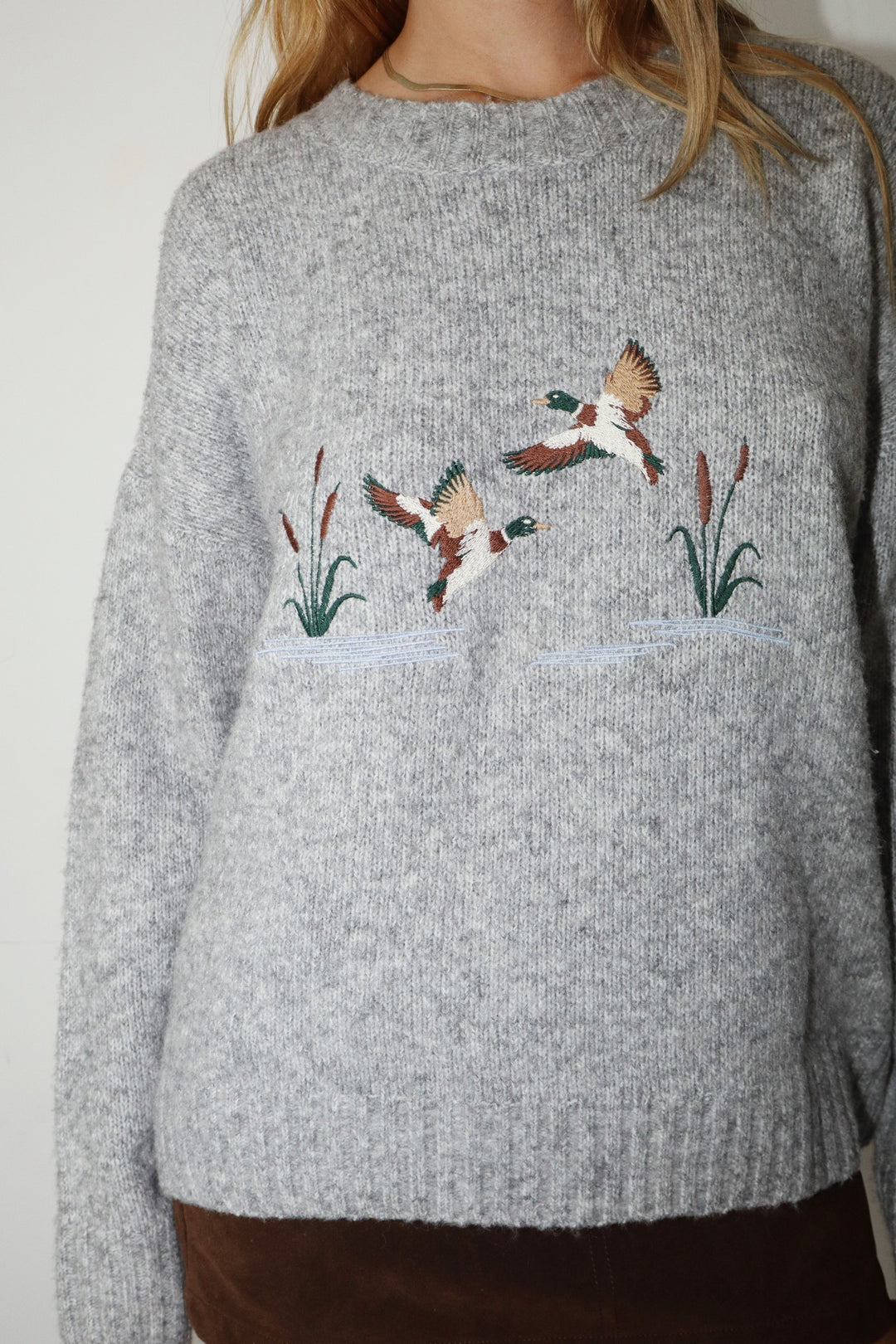 Heather Embroidered Duck Sweater