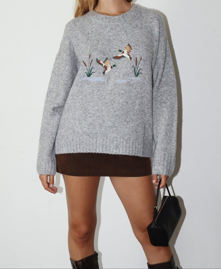 Heather Embroidered Duck Sweater