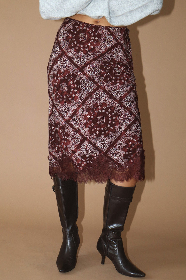 Rue Paisley Lace Trim Midi Skirt