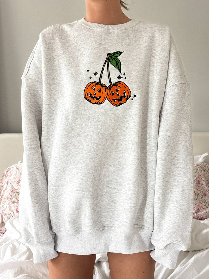 Pumpkin Cherries Embroidered Sweatshirt