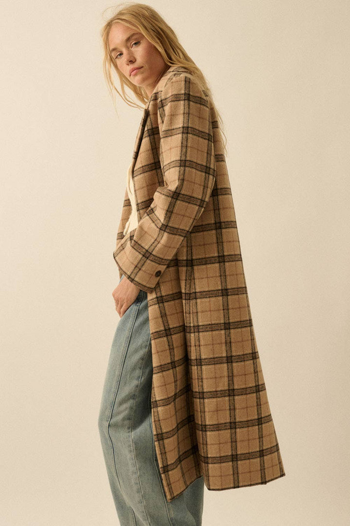 Josephine Plaid Felt Overcoat