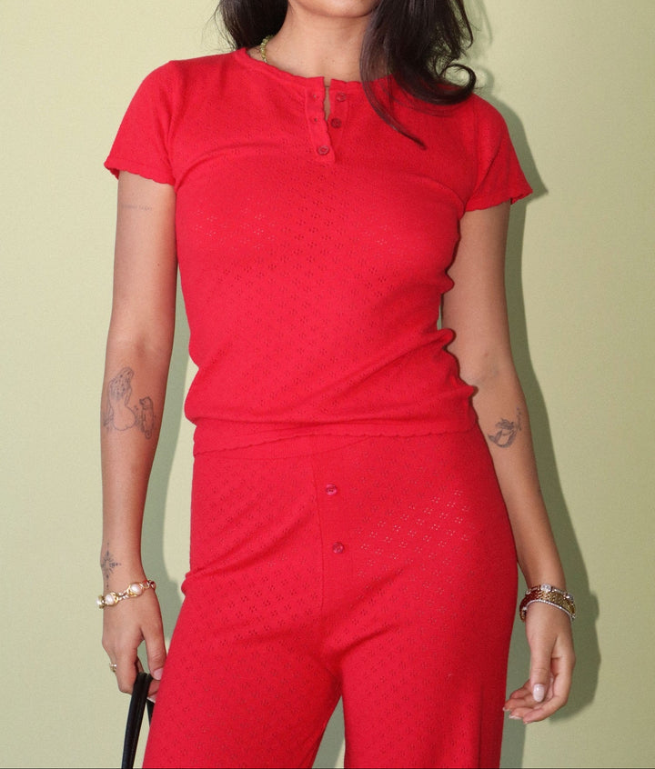 Lucy Pointelle Button Top