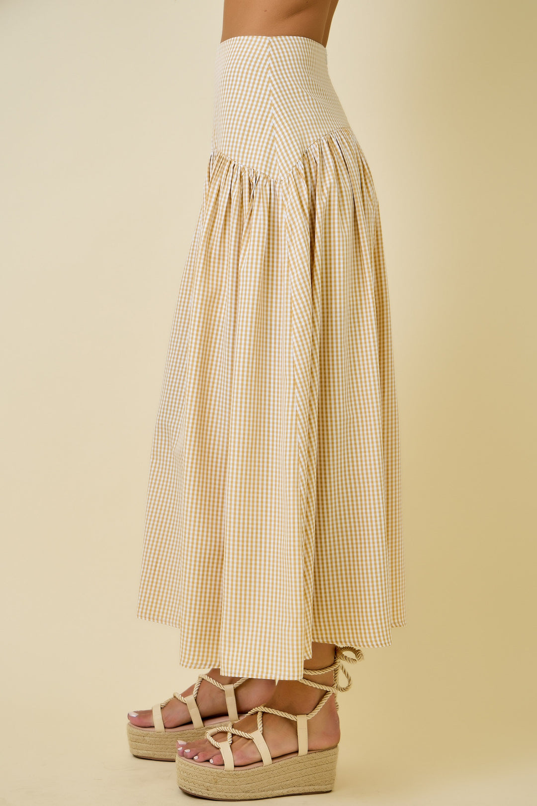 Gail Gingham Flared Maxi Skirt