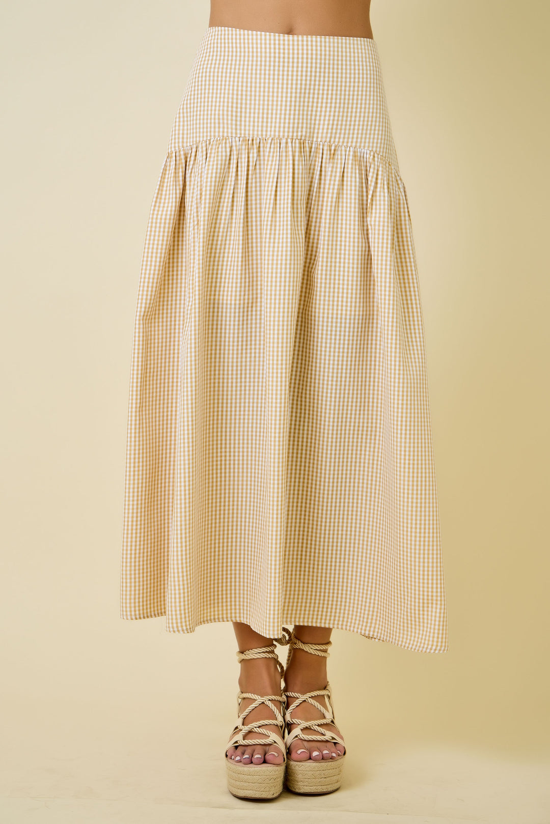 Gail Gingham Flared Maxi Skirt