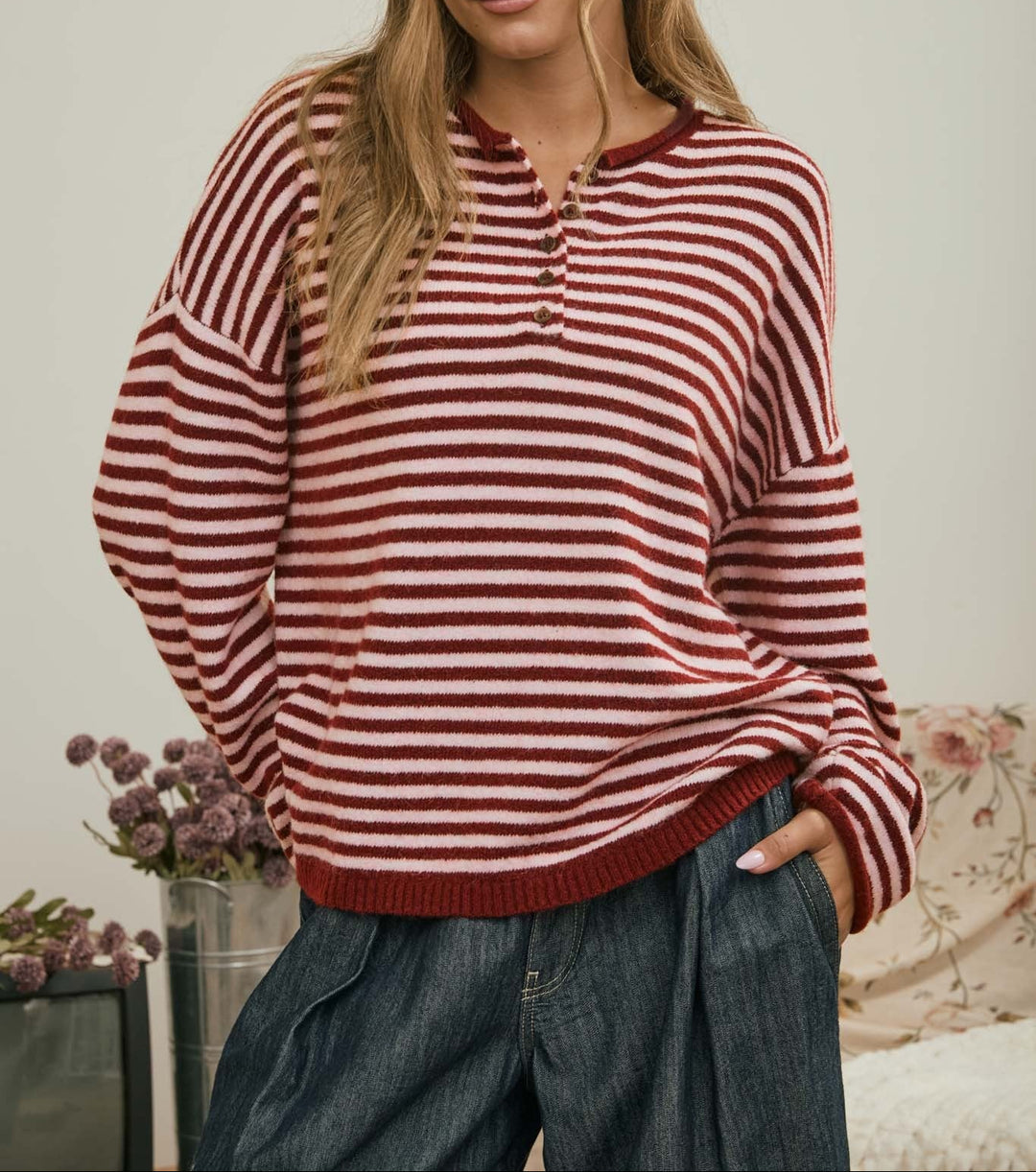 Jade Henley Striped Sweater