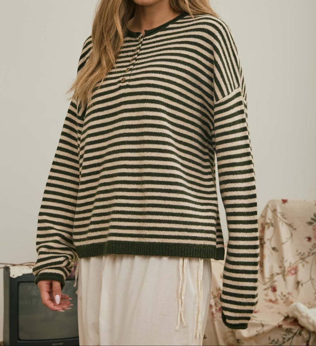 Jade Henley Striped Sweater
