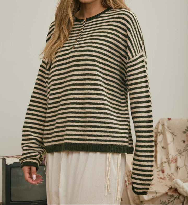 Jade Henley Striped Sweater