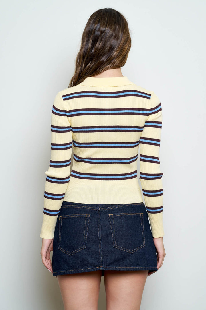 Hannah Stripe Polo Sweater