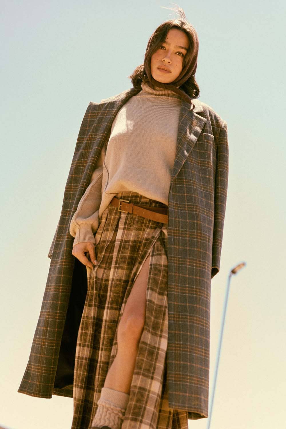 Josephine Plaid Felt Overcoat