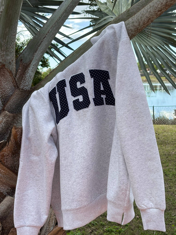 Polka Dot USA Mockneck Sweatshirt