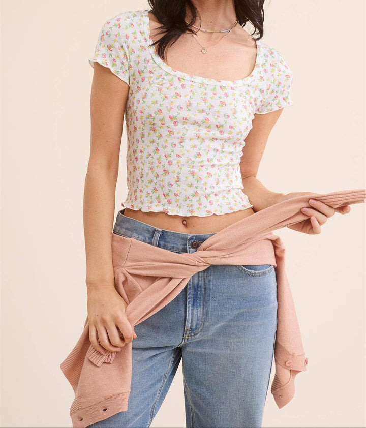 Gabi Floral Print Cropped Top