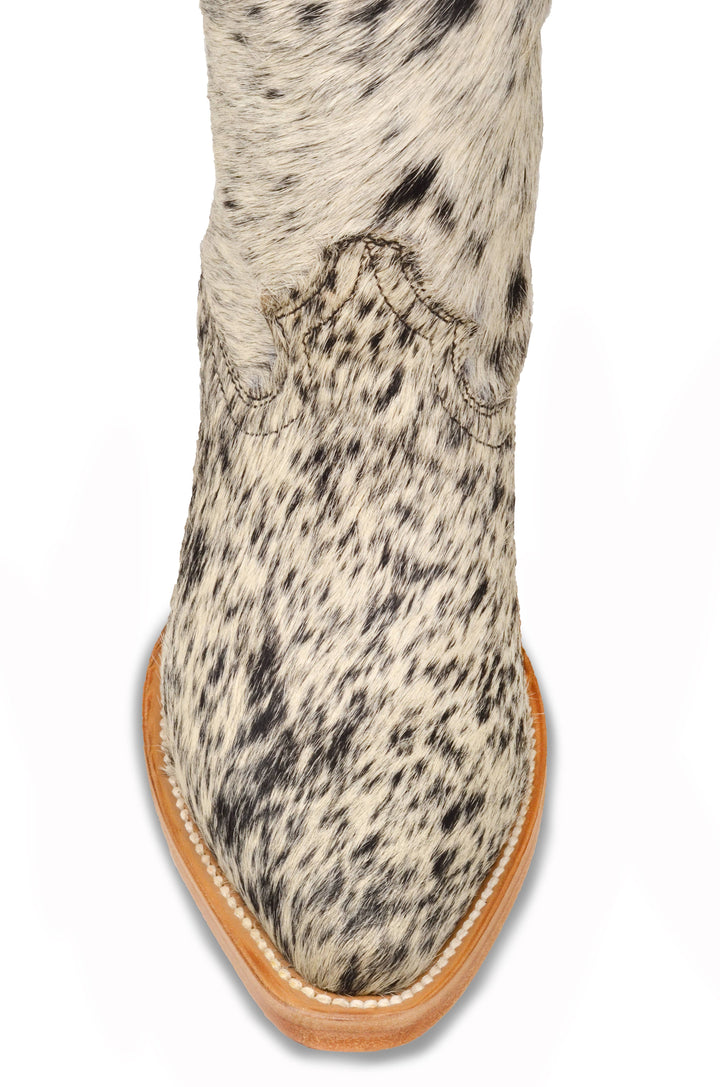 Claire Classic White and Black Speckle Cowboy Boots