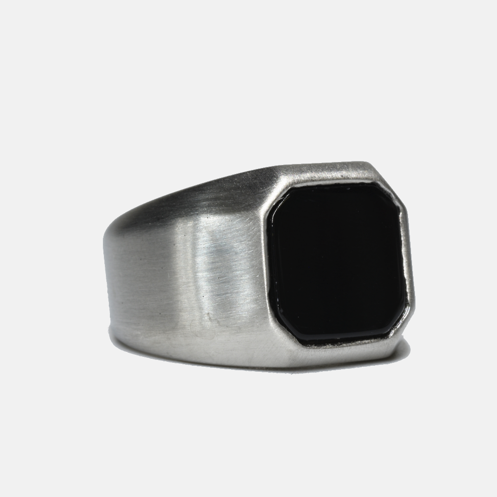 Onyx Inlay Octagon Ring