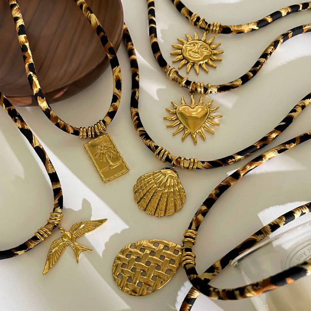 Leopard Velvet Charm Necklace