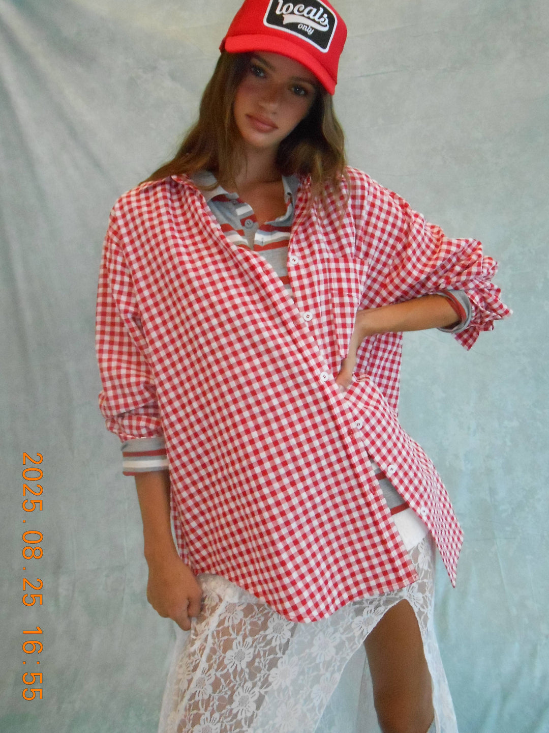 Iris Oversized Gingham Button Down Shirt