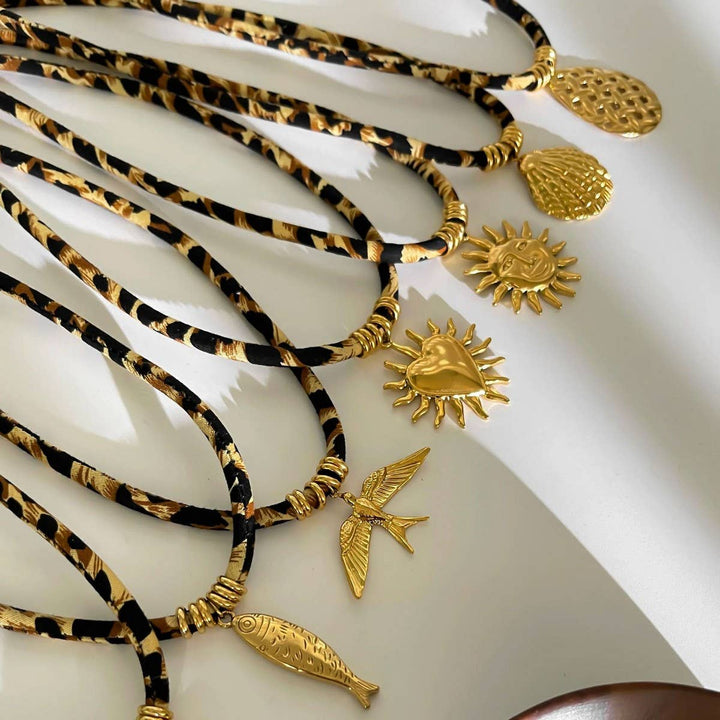 Leopard Velvet Charm Necklace
