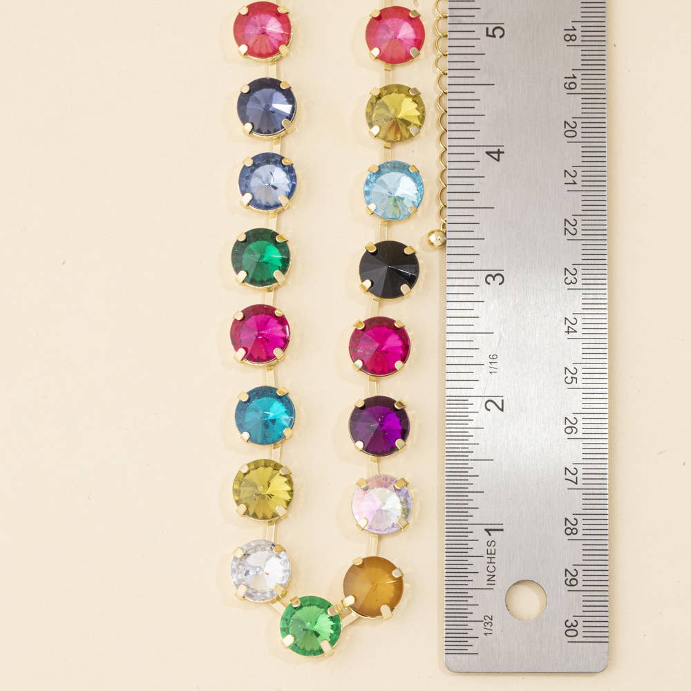 Chunky Jewel Tone Round Crystal Necklace