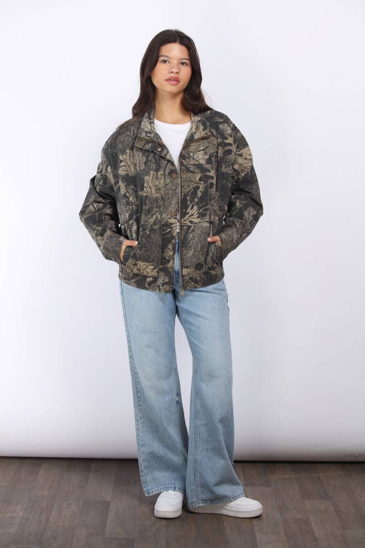 Nellie Tree Camo Oversized Bomber