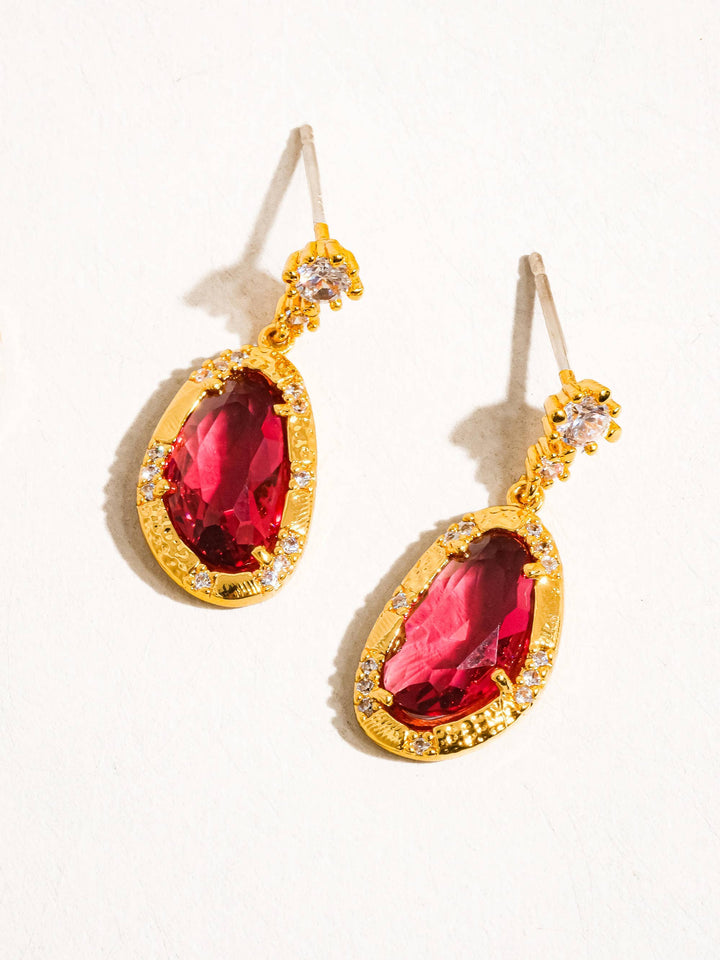 Tria 18K Gold Gemstone Statement Earring