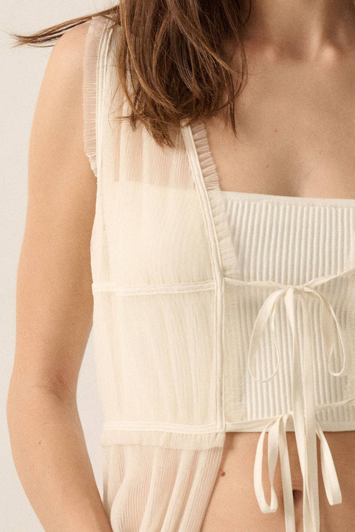 Festival Tulle Ruffled Tie-Front Maxi Top