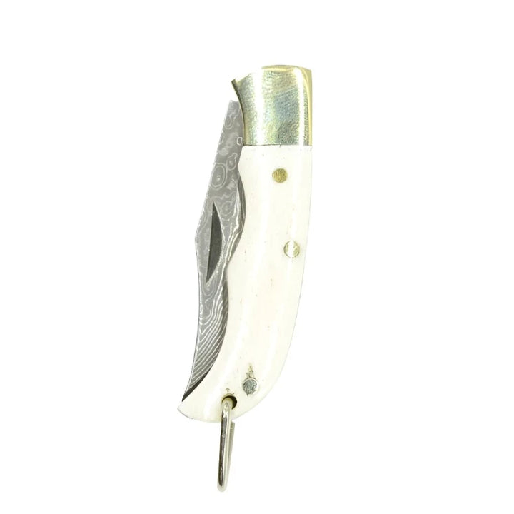 White Ox-bone Inlay Folding Knife