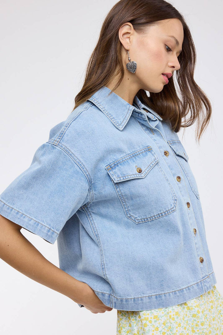 Annie Denim Button Up Top