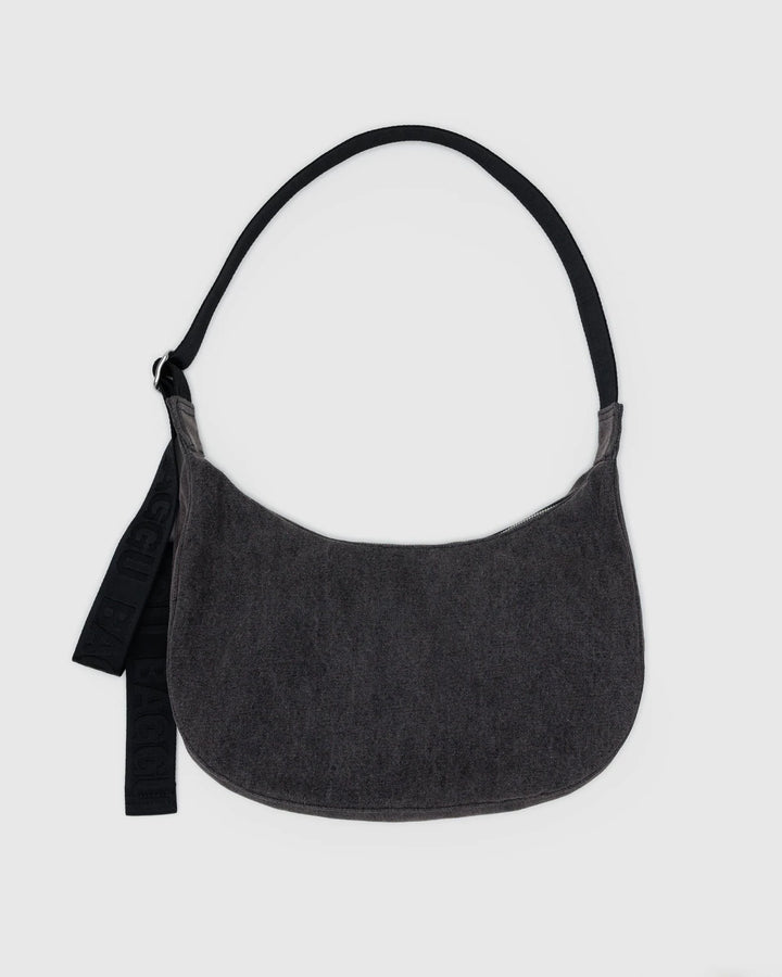 Baggu Medium Crescent Bag Washed Black Denim