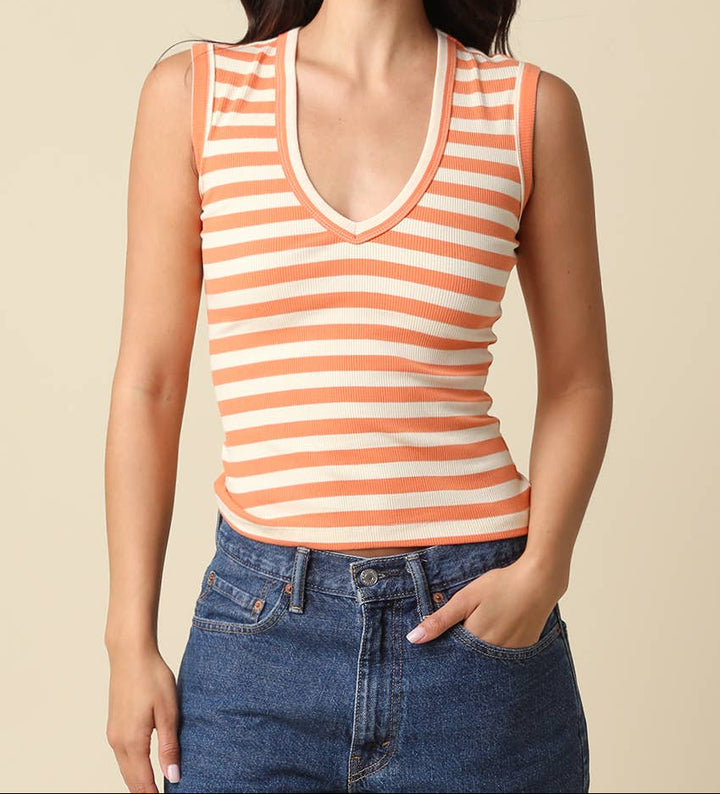 Emma Striped V-Neck Tank Top
