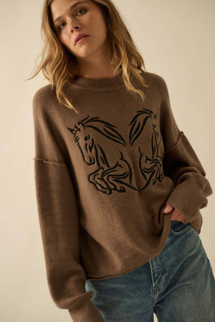 Kelsey Embroidered Horses Sweater