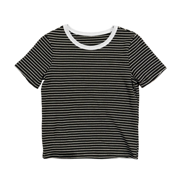 Stripped Cropped Basic Tee