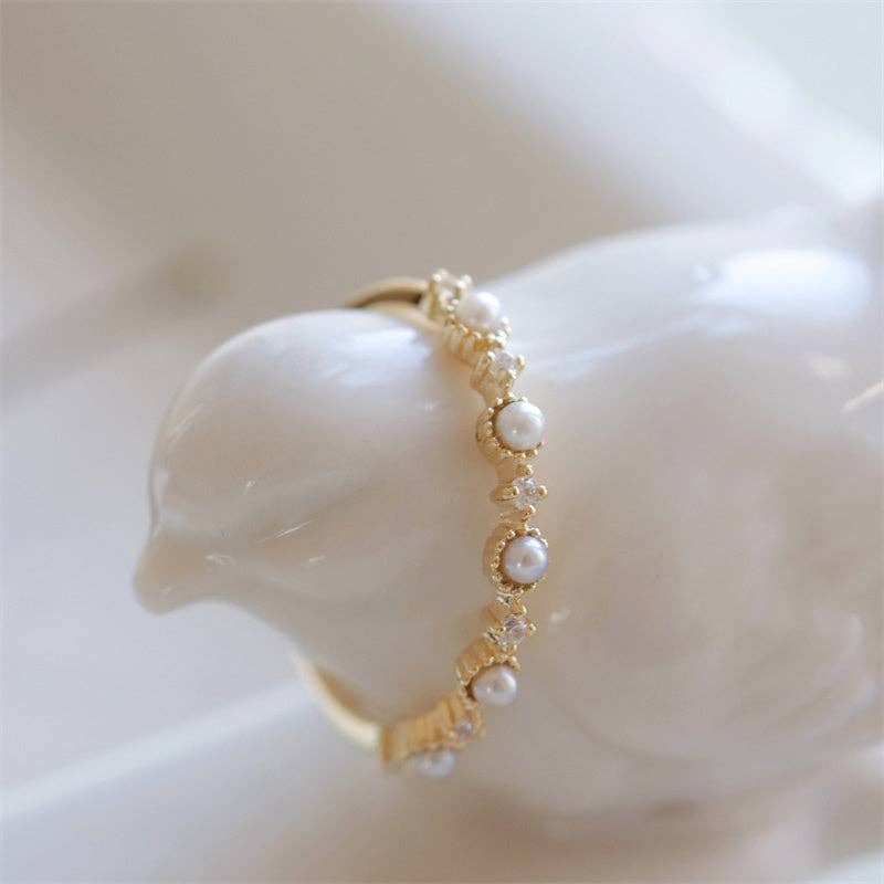 Dainty Pearl Stacking Ring