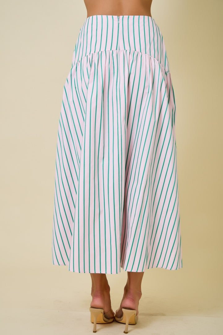 Rylee Stripe Flared Maxi Skirt