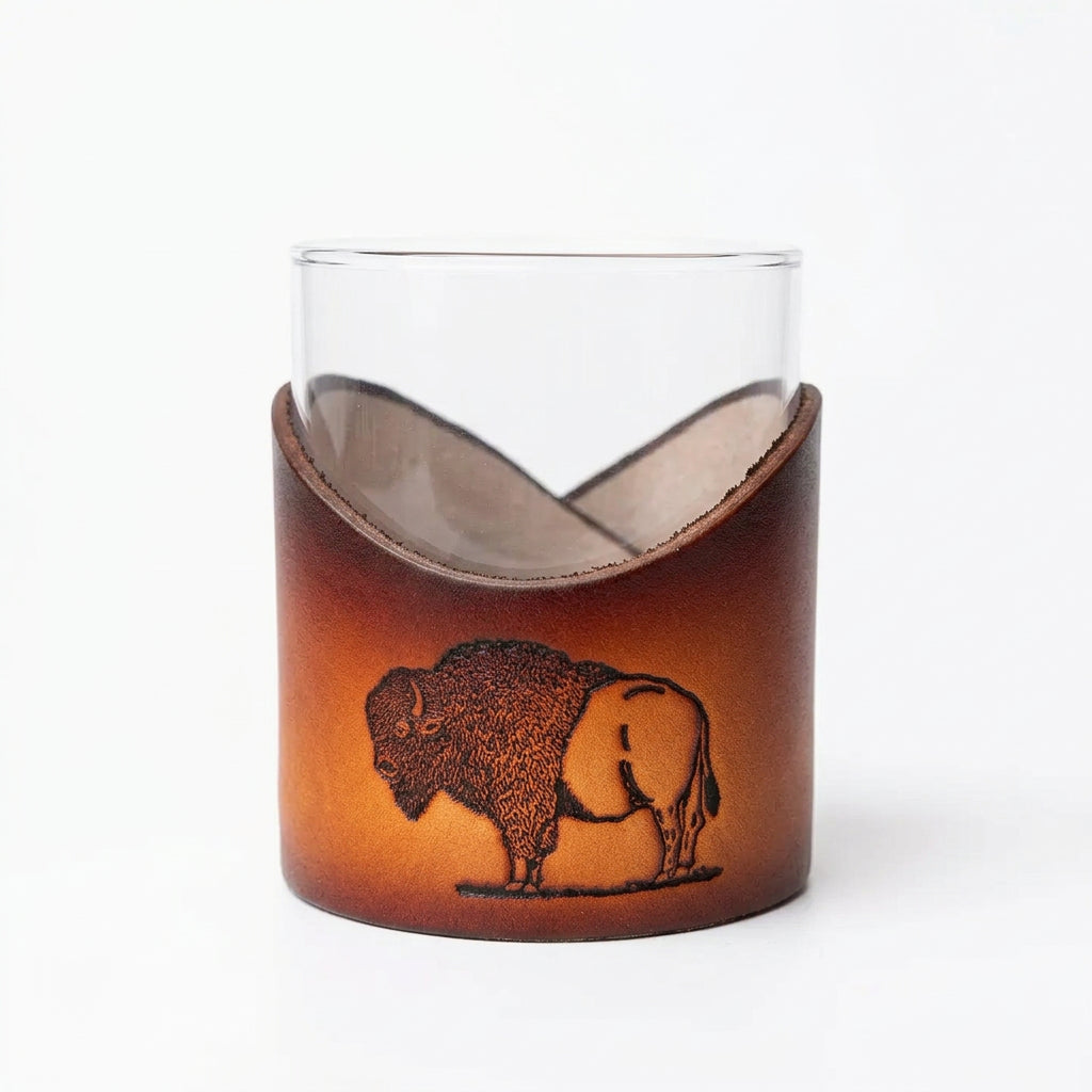 Buffalo Leather Rocks Glass