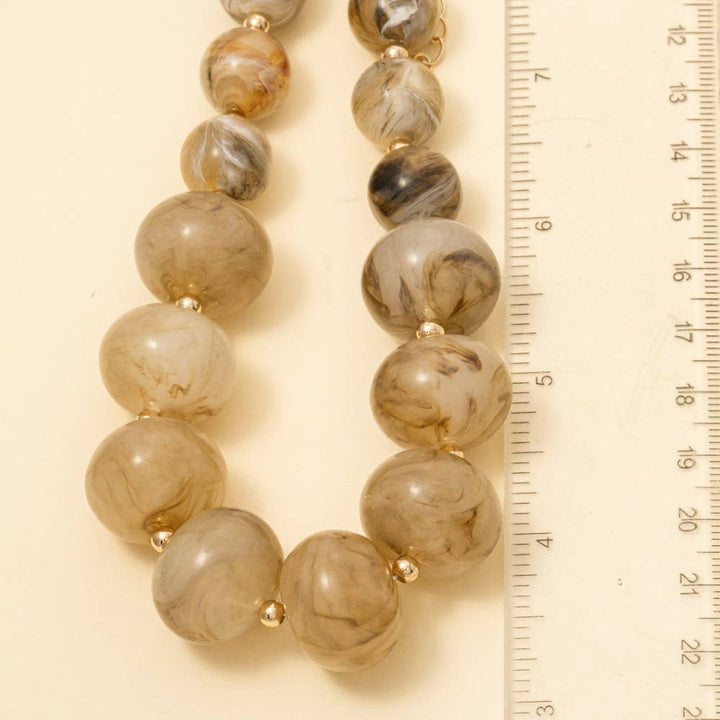 Large Marble Resin Beaded Necklace